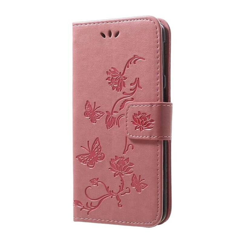 Samsung Galaxy A20e Leren vlinderhoesje Roze - Mooi telefoonhoesje met patroontje