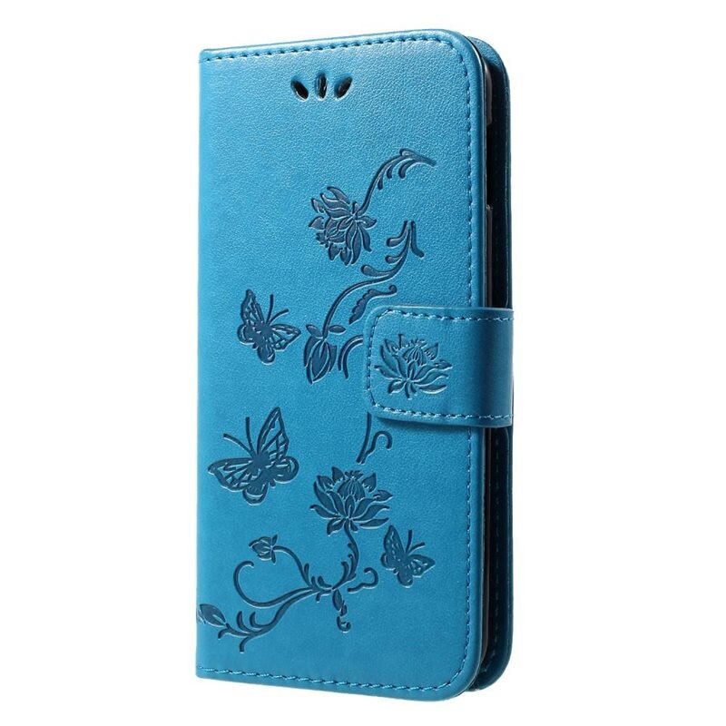 Samsung Galaxy S10e Leren vlinderhoesje Blauw - Mooi telefoonhoesje met patroontje