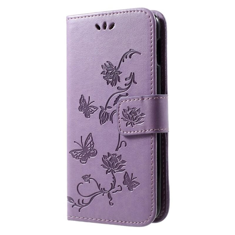 Samsung Galaxy S10e Leren vlinderhoesje Paars - Mooi telefoonhoesje met patroontje