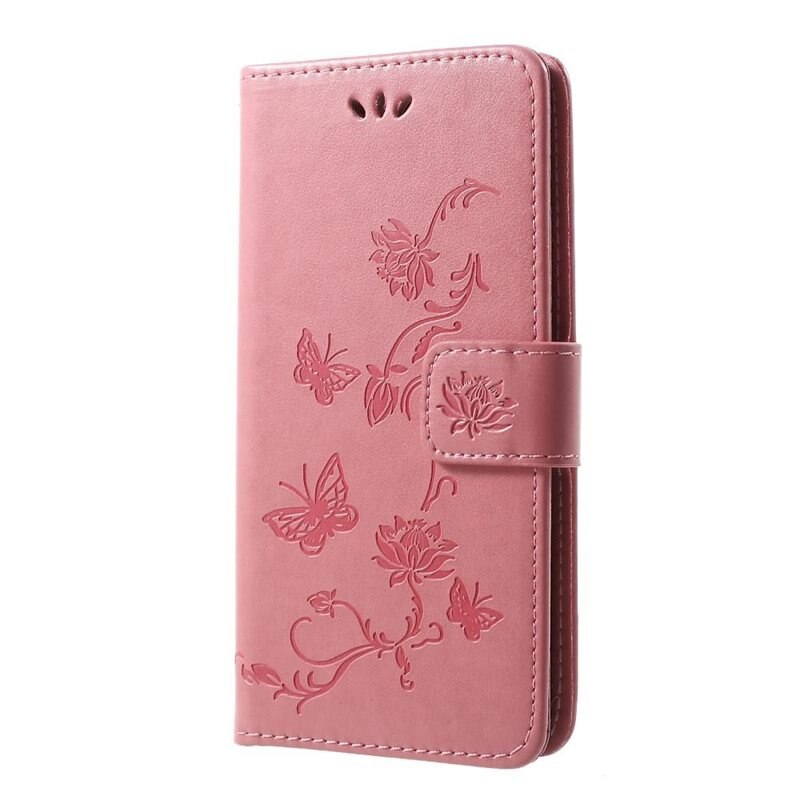 Samsung Galaxy S10 Leren vlinderhoesje Roze - Mooi telefoonhoesje met patroontje