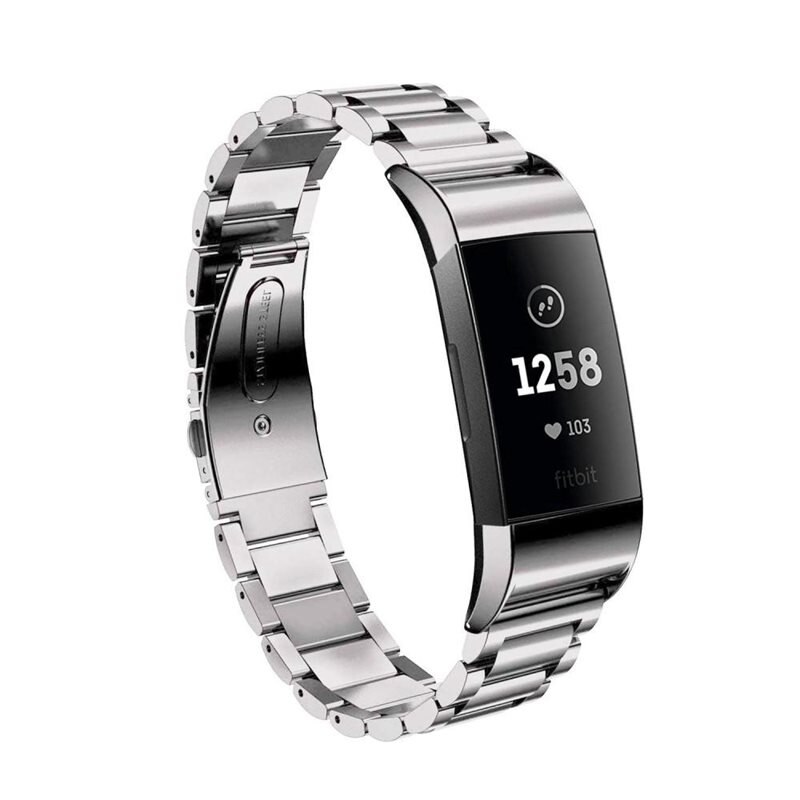 Fitbit Charge 3/Charge 4 Metalen Armband Zilver - Klassieke roestvrijstalen schakelarmband - Stijlvol design