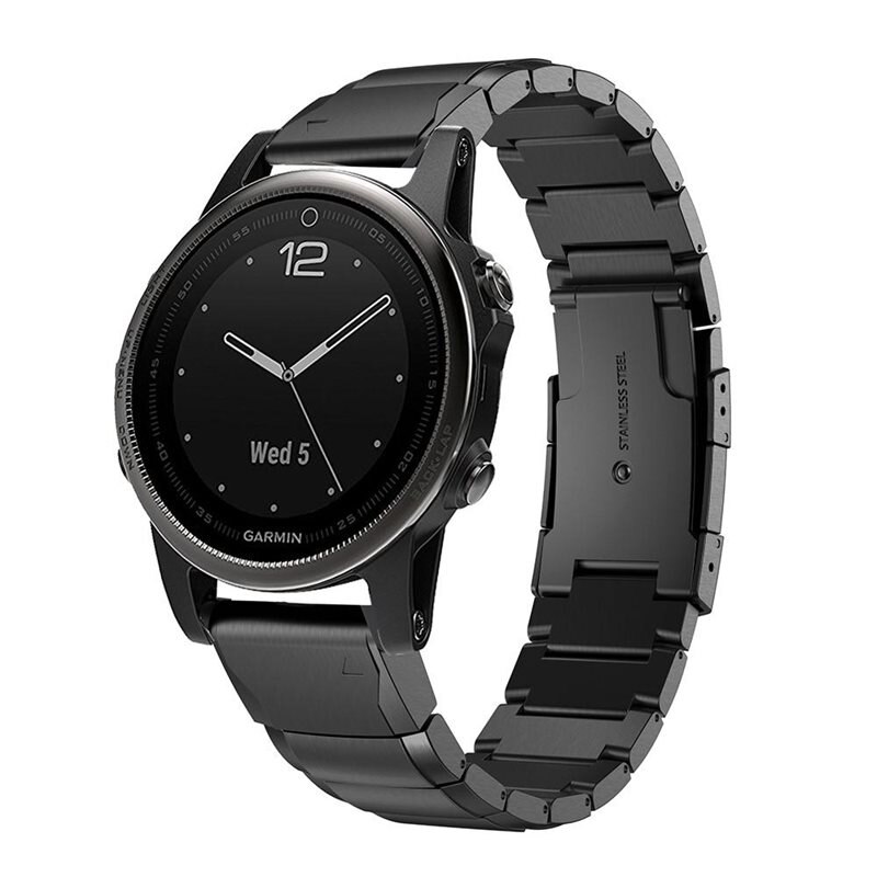 Garmin Fenix 5S/5S Plus Schakelarmband zwart - Mooie roestvrij stalen armband - Heren en dames