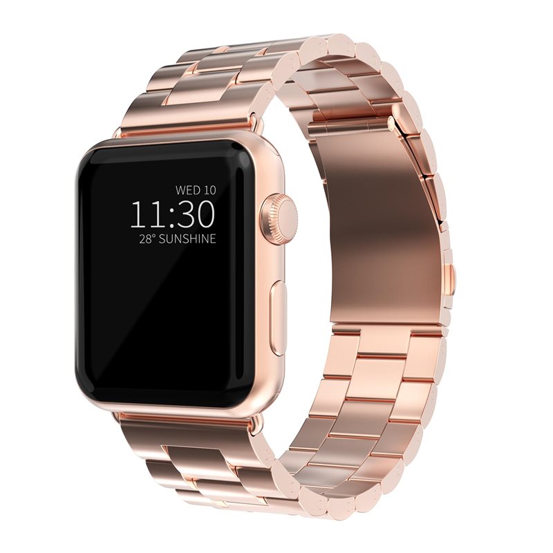 Apple Watch Series 1-3 38mm Metalen Armband Rosé goud - Klassieke roestvrijstalen schakelarmband - Stijlvol design