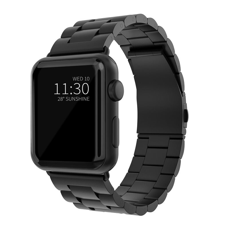 Apple Watch Series 8 45mm Metalen Armband Zwart - Klassieke roestvrijstalen schakelarmband - Stijlvol design