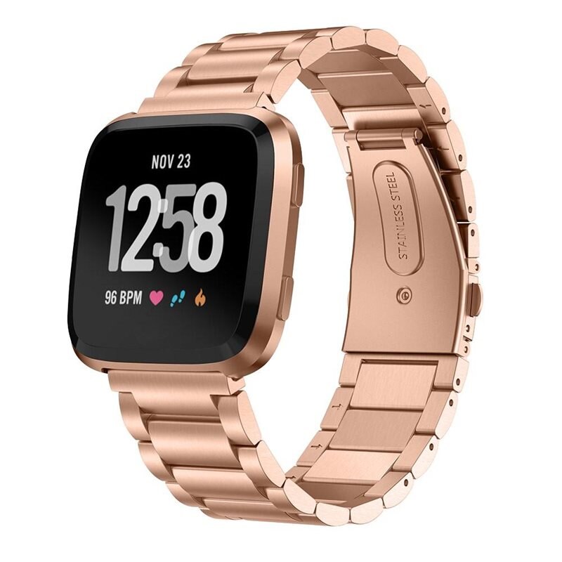 Fitbit Versa/Versa 2 Metalen Armband Rosé goud - Klassieke roestvrijstalen schakelarmband - Stijlvol design