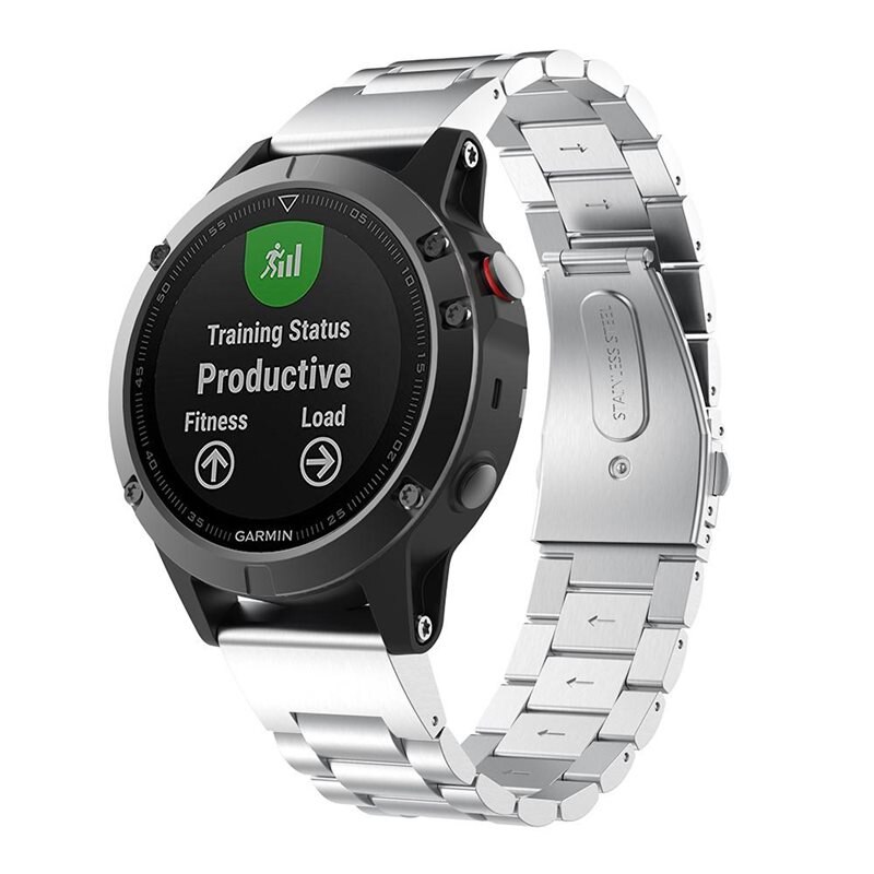 Garmin Fenix 8 47mm Metalen Armband Zilver - Klassieke roestvrijstalen schakelarmband - Stijlvol design