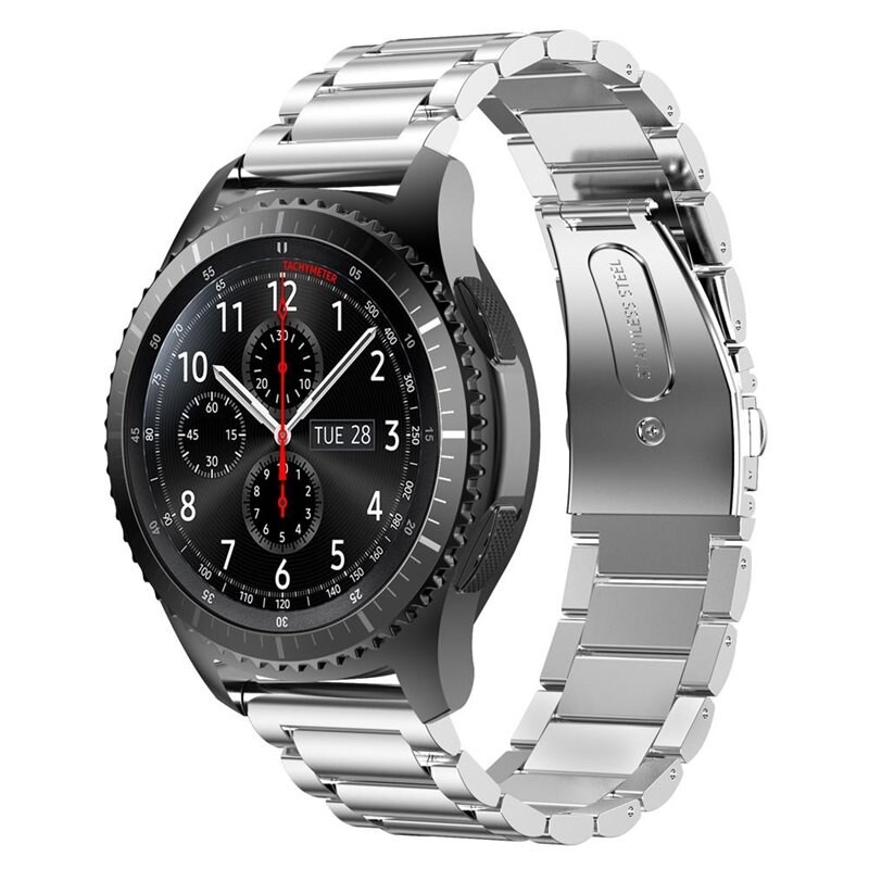 Samsung Gear S3 Frontier Metalen Armband Zilver - Klassieke roestvrijstalen schakelarmband - Stijlvol design