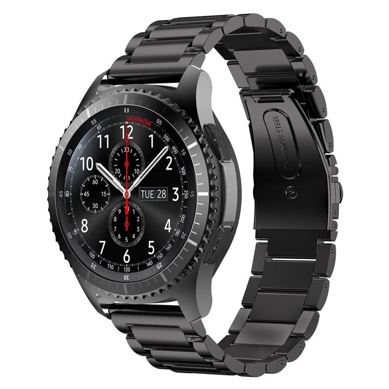 Samsung Gear S3 Frontier Metalen Armband Zwart - Klassieke roestvrijstalen schakelarmband - Stijlvol design