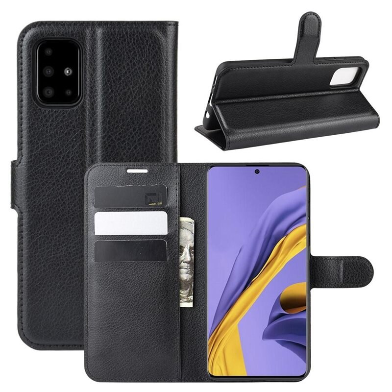 Samsung Galaxy A51 Smartphonehoesje Zwart - Portemonneehoesje met kaartvak en ingebouwde standaardfunctie