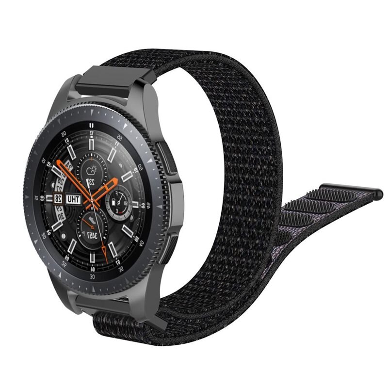 Samsung Galaxy Watch 4 44mm Nylon bandje Zwart - Bandje van luchtig en ventilerend nylon