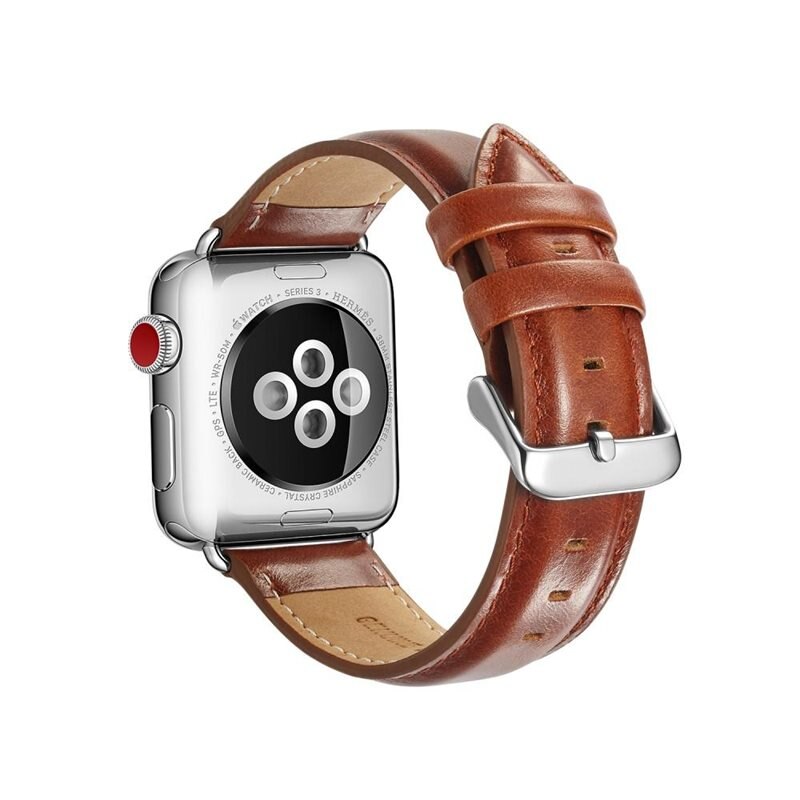 Apple Watch 45mm Series 9 Premium Leather bandje Cognac