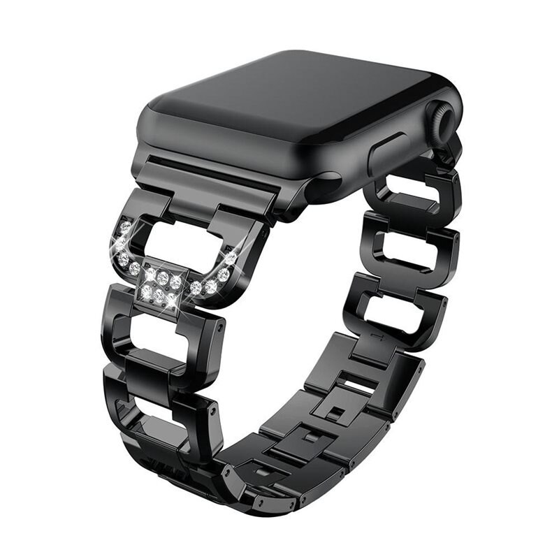 Apple Watch Ultra 49mm Rhinestone Bracelet Black - Bandje dames - Armband met glitterende steentjes