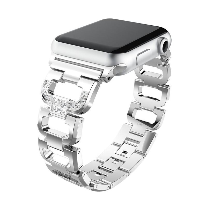 Apple Watch Series 4-6 40mm Rhinestone Bracelet Zilver - Bandje dames - Armband met glitterende steentjes