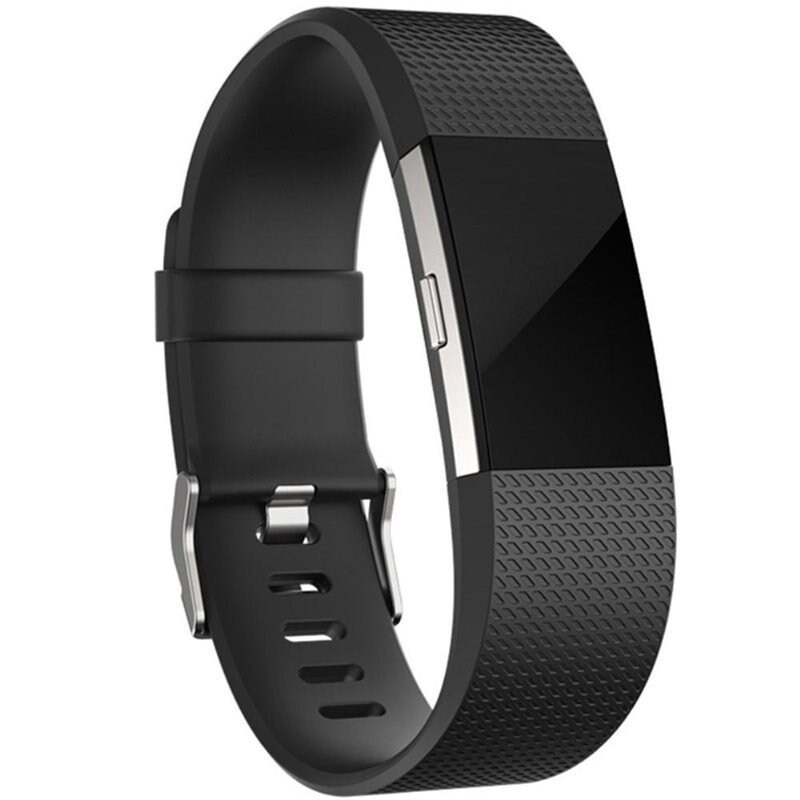 Fitbit Charge 2 Siliconen bandje Zwart - Sportieve armband in stijlvol design - Waterdicht - Zweetbestendig