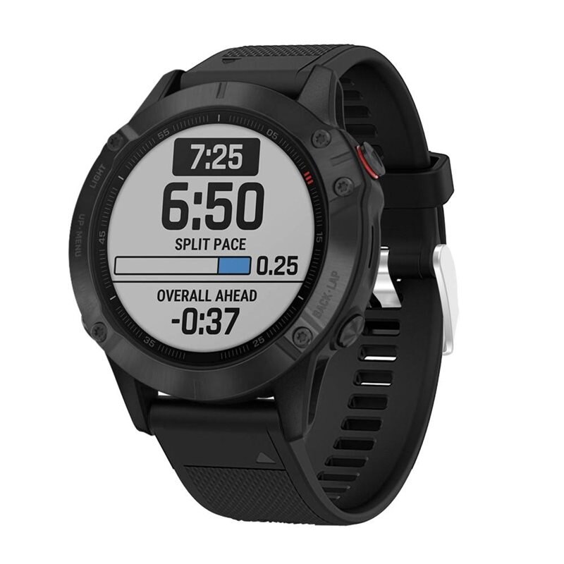 Garmin Fenix 6 Siliconen bandje Zwart - Sportieve armband in stijlvol design - Waterdicht - Zweetbestendig