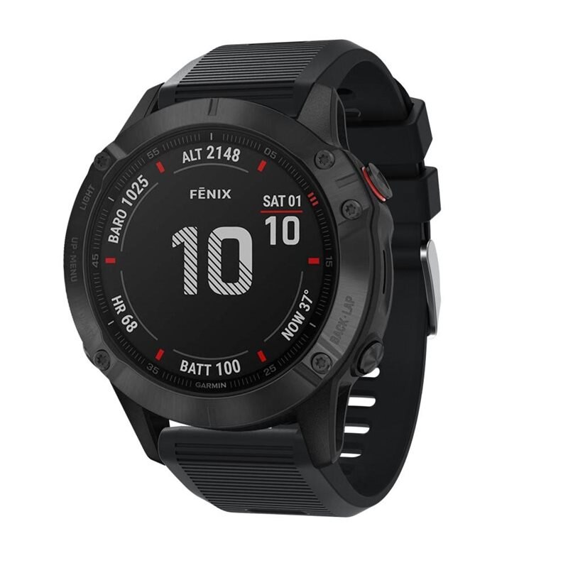 Garmin Fenix 6X Pro Siliconen bandje Zwart - Sportieve armband in stijlvol design - Waterdicht - Zweetbestendig