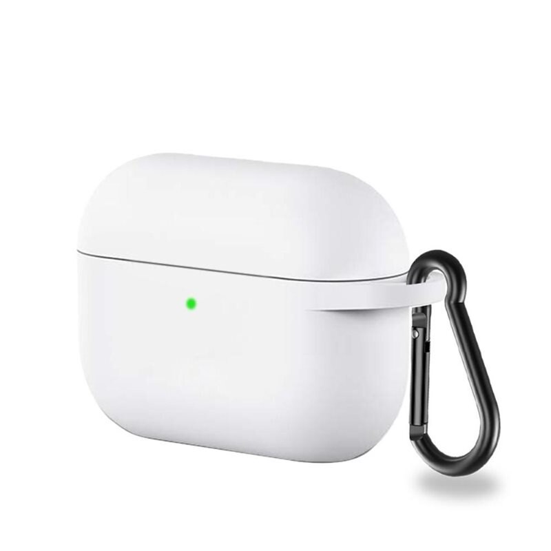 AirPods Pro Siliconen hoesje met karbinerhaak Wit - Bescherm en houd je oortjes dicht bij je