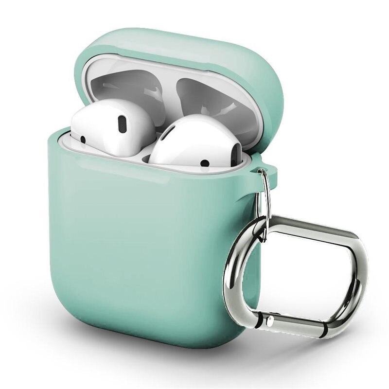 AirPods Siliconen hoesje met karbinerhaak Turkoois - Bescherm en houd je oortjes dicht bij je