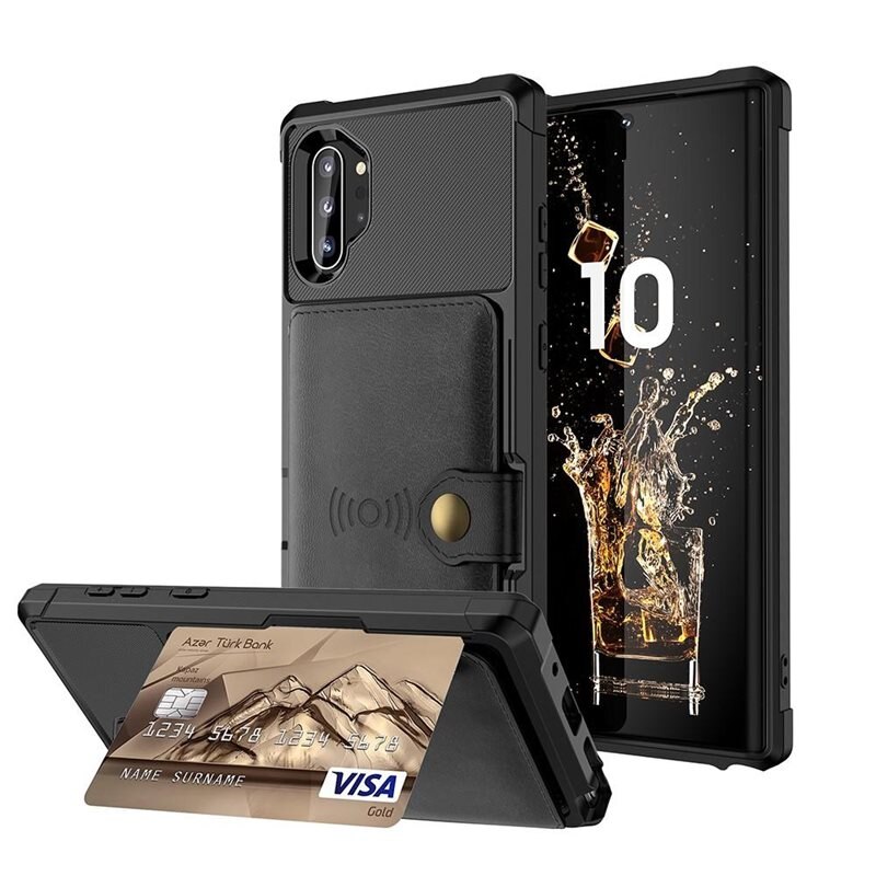Samsung Galaxy Note 10 Plus Tough Multi-slot Hoesje Zwart - Beschermend hoesje met handig kaartvak in stoer design