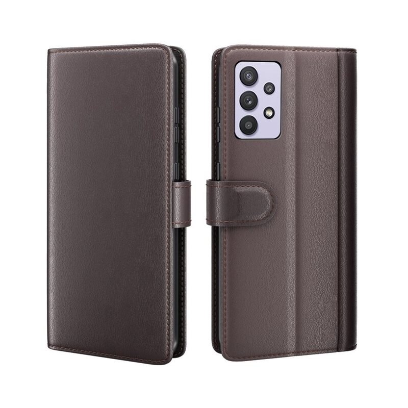 Samsung Galaxy A32 5G Echt lederen hoesje Bruin - Klassiek boekhoesje met plek voor briefgeld en pasjes