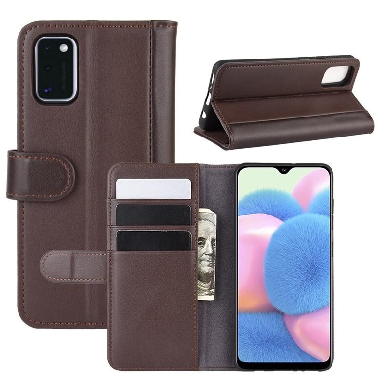 Samsung Galaxy A41 Echt lederen hoesje Bruin - Klassiek boekhoesje met plek voor briefgeld en pasjes