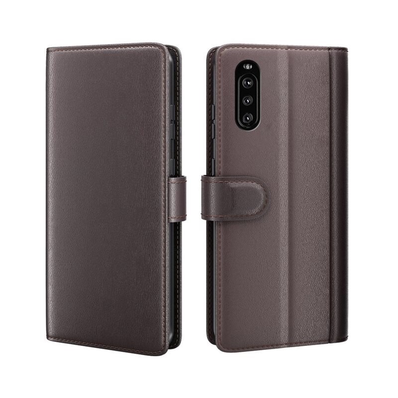 Sony Xperia 10 III Echt lederen hoesje Bruin - Klassiek boekhoesje met plek voor briefgeld en pasjes
