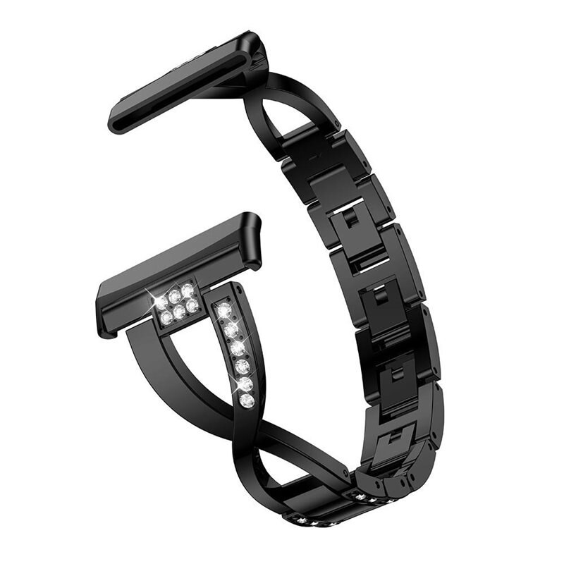 Fitbit Sense 2 Crystal Bracelet Zwart - Luxe armband met elegant design - Horlogebandje voor dames