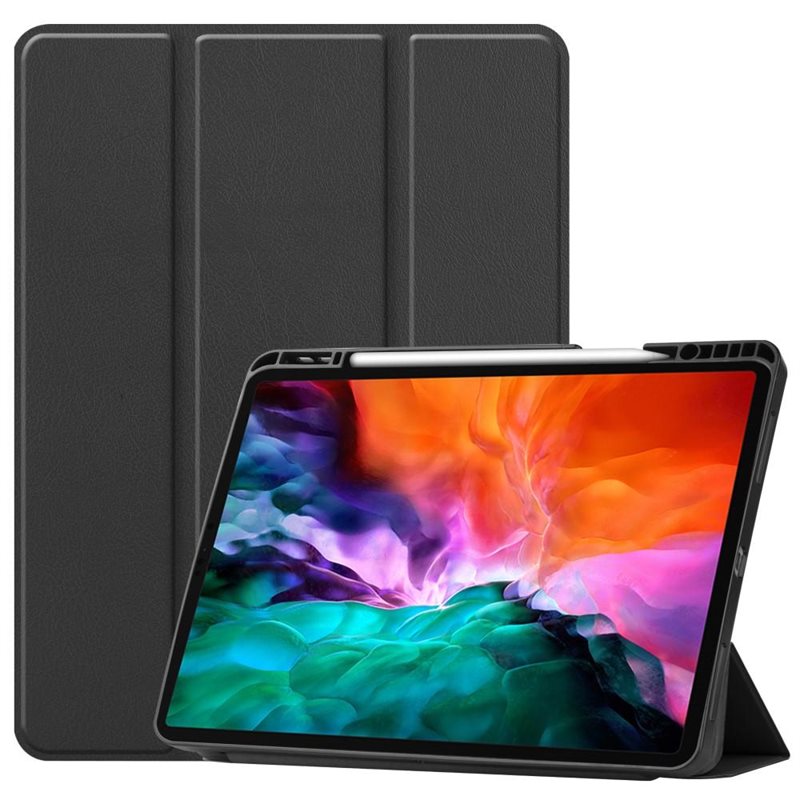 Apple iPad Pro 12.9 5th Gen (2021) Tri-fold met Penhouder Zwart