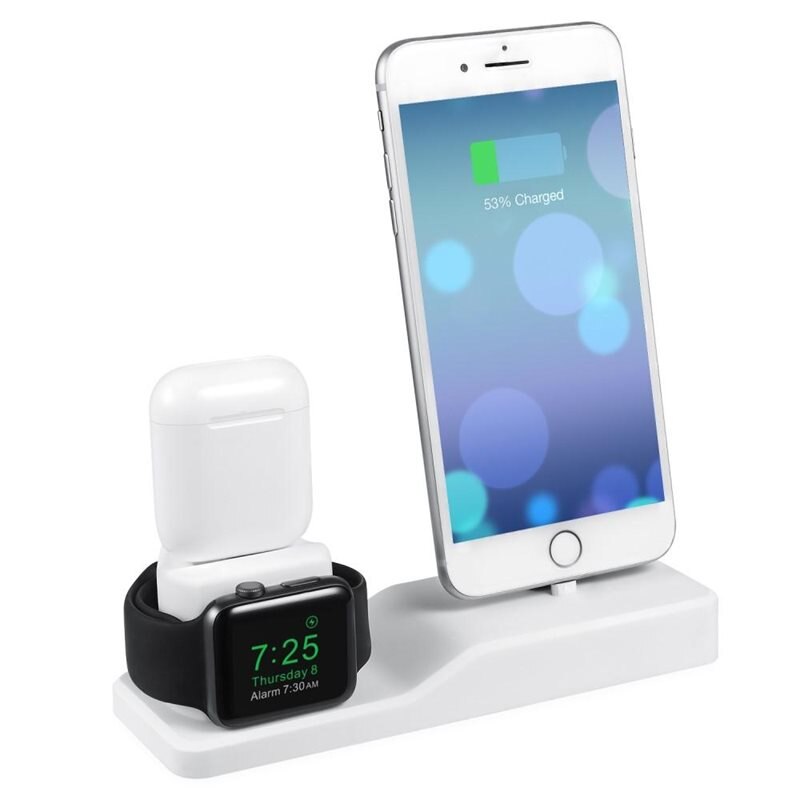AirPods/Apple Watch/iPhone Oplaadstandaard 3-in-1 Wit - Mooie en handige standaard