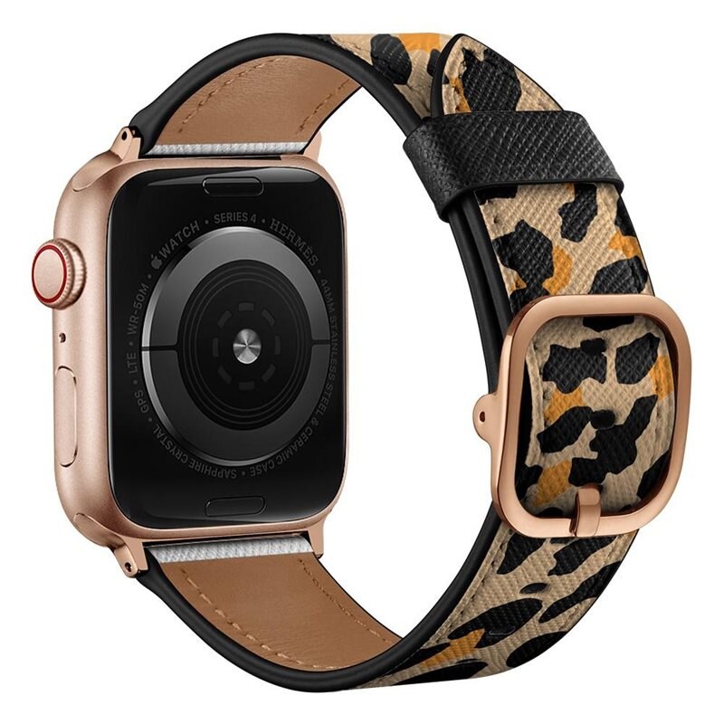 Apple Watch Series 4-6 44mm Leren bandje Luipaard - Mooi bandje van leer