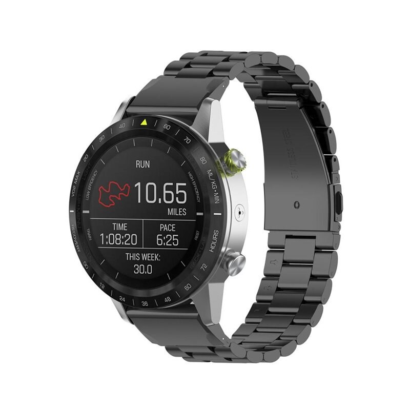 Garmin Fenix 6X Pro Metalen Armband Zwart - Klassieke roestvrijstalen schakelarmband - Stijlvol design