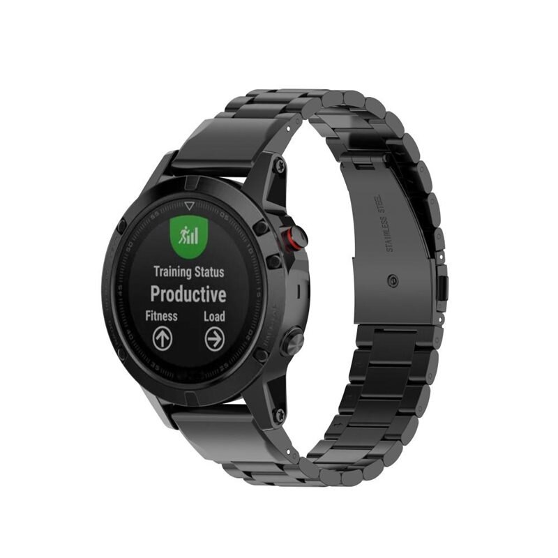 Garmin Instinct 3 45mm Metalen Armband Zwart - Klassieke roestvrijstalen schakelarmband - Stijlvol design