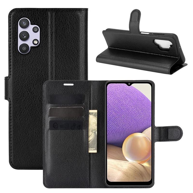 Samsung Galaxy A32 5G Smartphonehoesje Zwart - Portemonneehoesje met kaartvak en ingebouwde standaardfunctie
