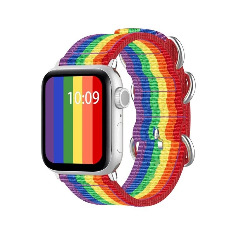 Apple Watch 45mm Series 9 Natobandje regenboog