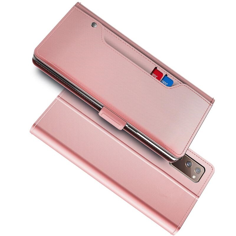 Samsung Galaxy A52/A52s Bookcover Hoesje met Spiegel Roze goud - Telefoonhoesje met plek voor pasjes en briefgeld