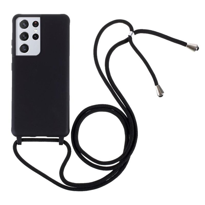 Samsung Galaxy S21 Ultra Hoesje Halsband Zwart - Hoesje met practische nekriem - Draagriem