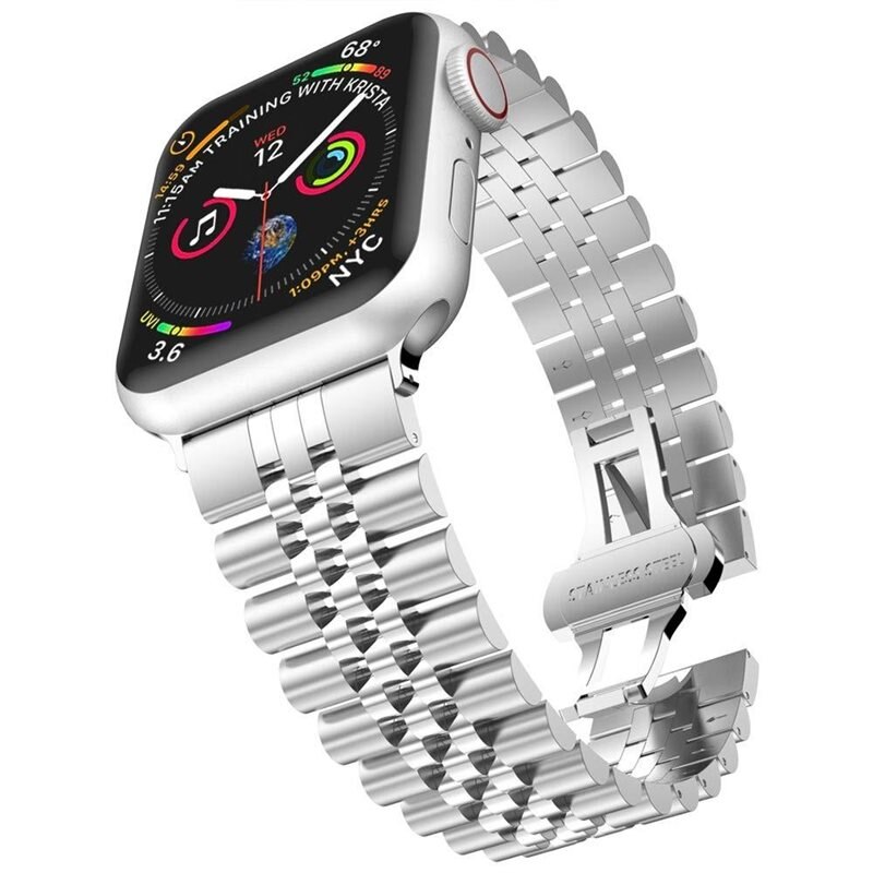 Apple Watch Series 10 42mm Stainless Steel Bracelet Zilver - Luxe armband van roestvrijstaal - RVS bandje