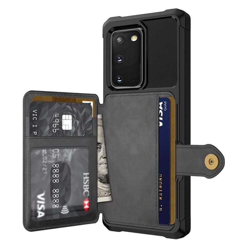 Samsung Galaxy S20 Tough Multi-slot Hoesje Zwart - Beschermend hoesje met handig kaartvak in stoer design