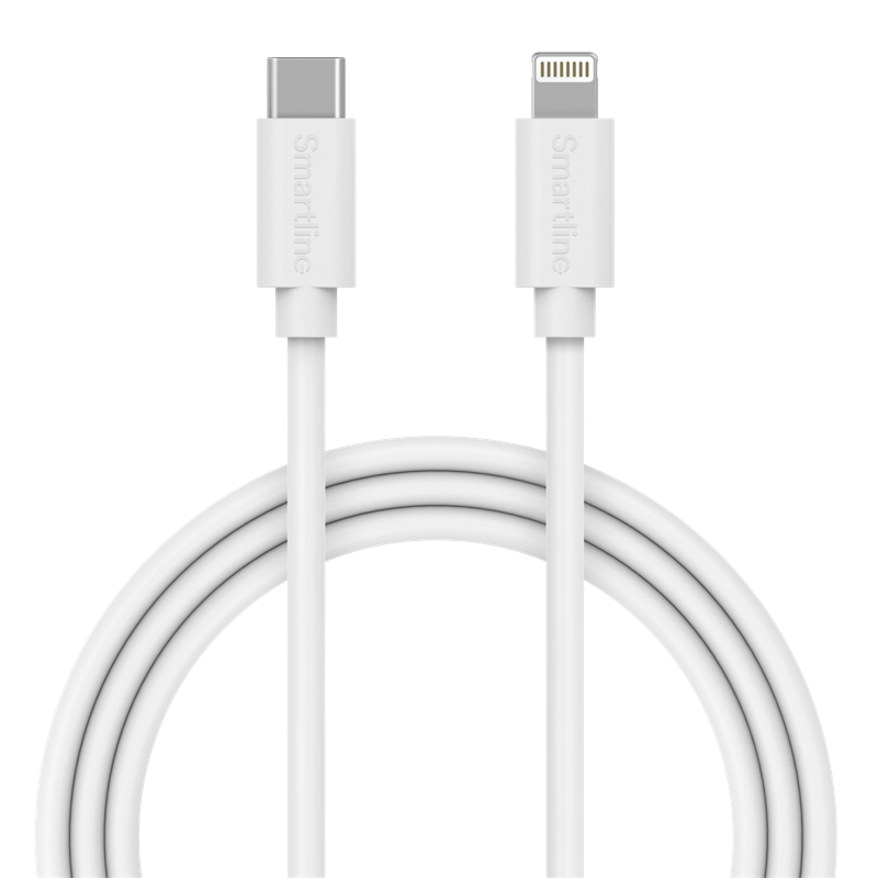 Smartline Lange USB-kabel Lightning - USB-C 2m iPhone 11 wit