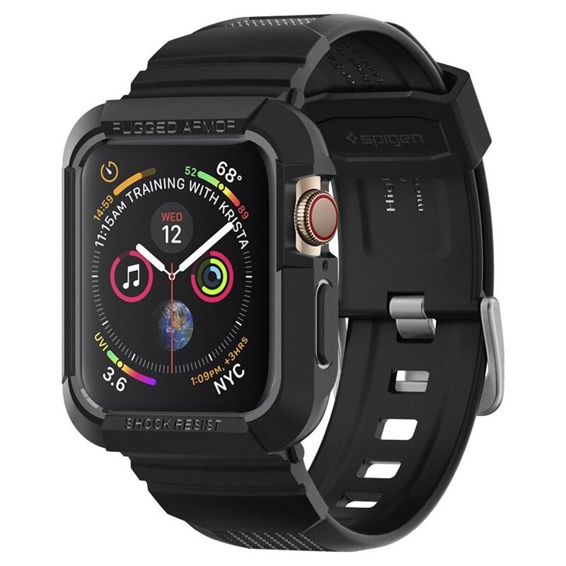 Spigen Case Rugged Armor Pro Apple Watch 45mm Series 8 Zwart - Stevig, beschermend hoesje - Voorkom krassen en slijtage