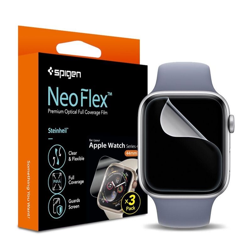 Spigen Screen Protector Neo Flex (3-pack) Apple Watch SE 44mm - Schermbeschermer met volledige dekking - Kant tot kant