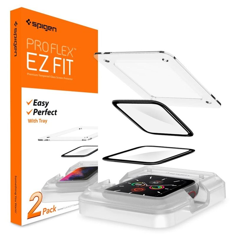 Spigen Screenprotector ProFlex EZ Fit (2-pack) Apple Watch Series 4-6 44mm - Beschermglas met installatieframe