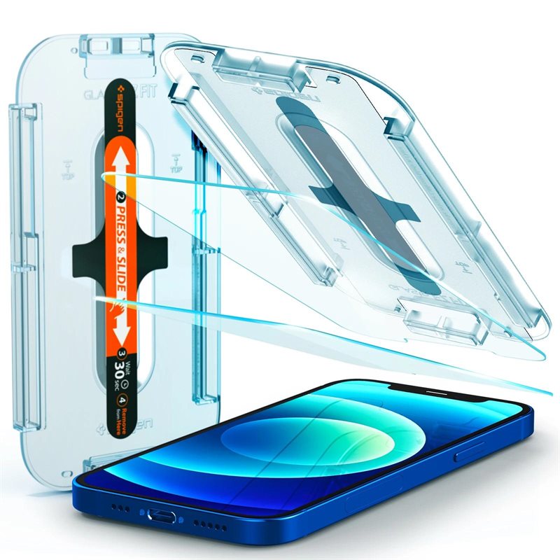 Spigen Screen Protector GLAS.tR EZ Fit (2-pack) iPhone 12/12 Pro - Beschermglas met monteringstray - Installatieframe