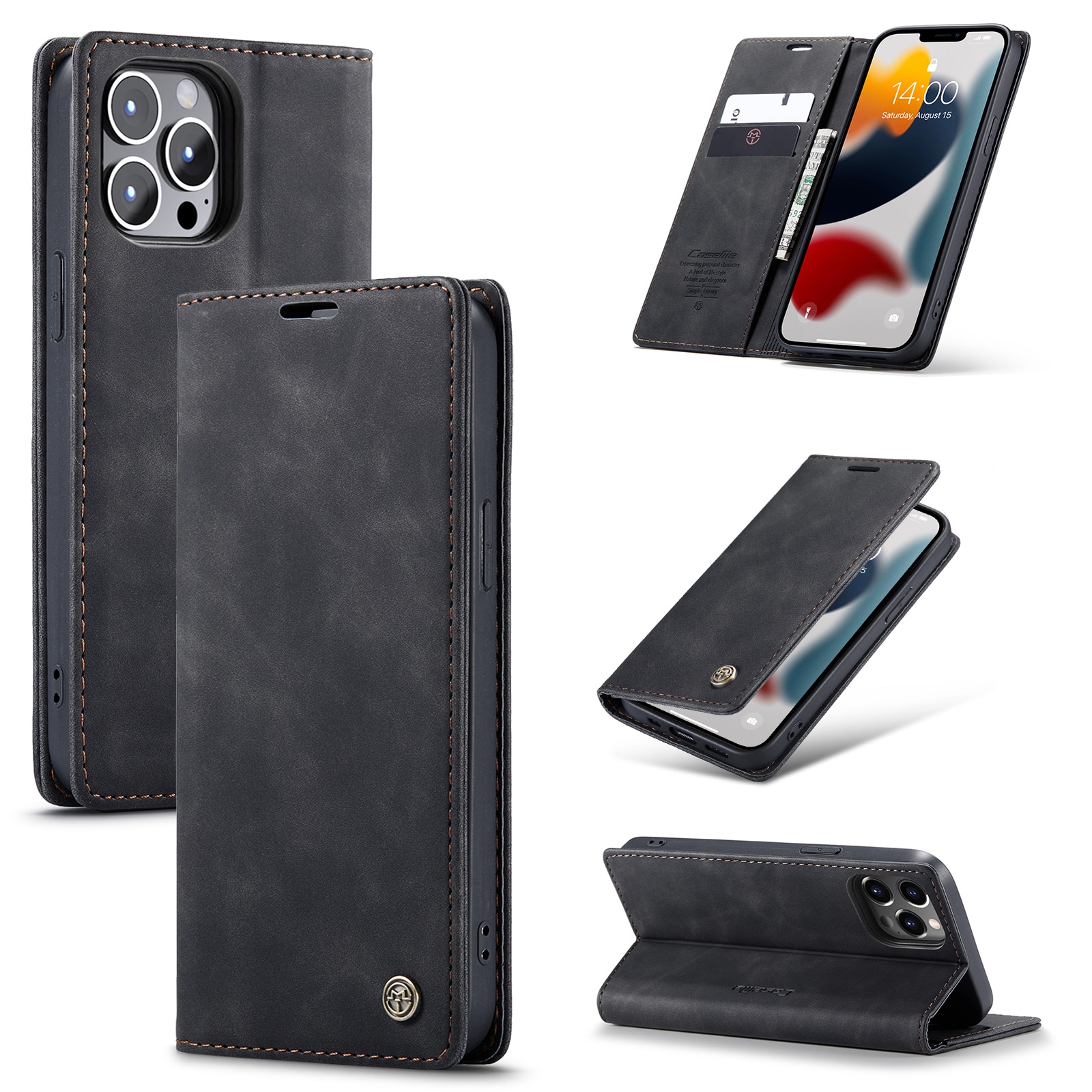 Slim Bookcover Hoesje iPhone 13 Pro Zwart