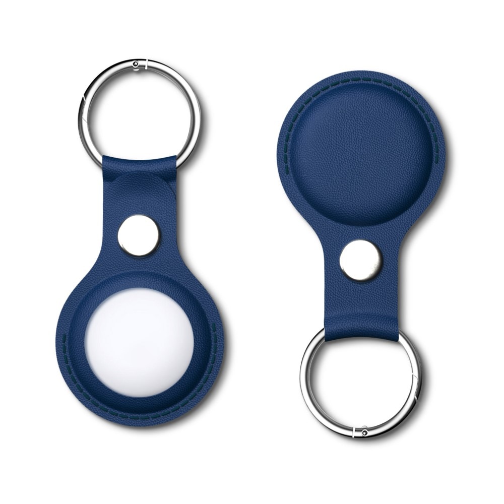 Apple AirTag Leer Cover/Sleutelhanger blauw