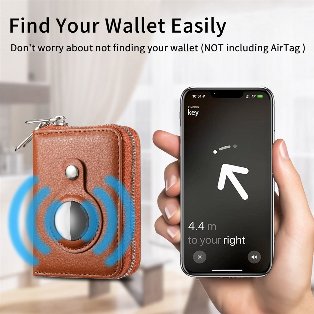 AirTag-portemonnee met RFID-bescherming, bruin