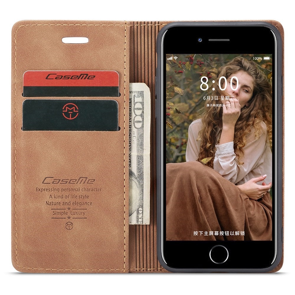 Slim Bookcover hoesje iPhone SE (2020) cognac