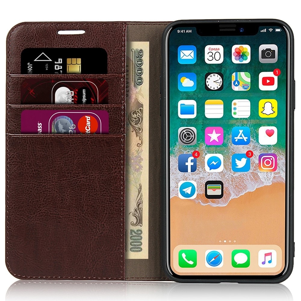 iPhone 11 Mobielhoesje Echt Leer donkerbruin