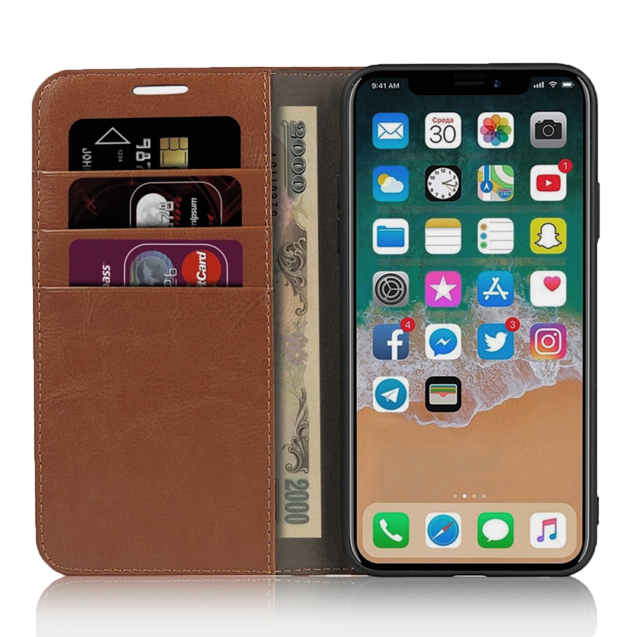 iPhone 11 Pro Mobielhoesje Echt Leer bruin