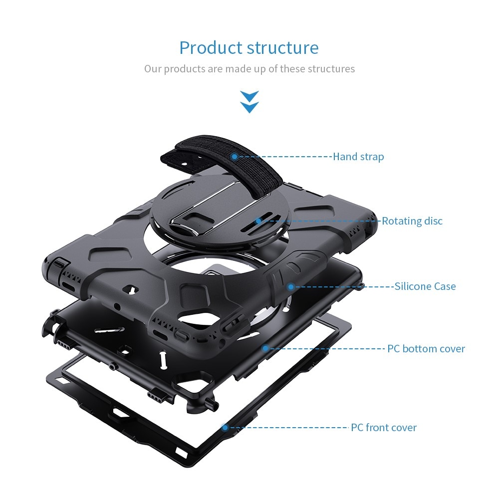 iPad Air 2 9.7 (2014) Schokbestendige Hybridcase met schouderriem zwart